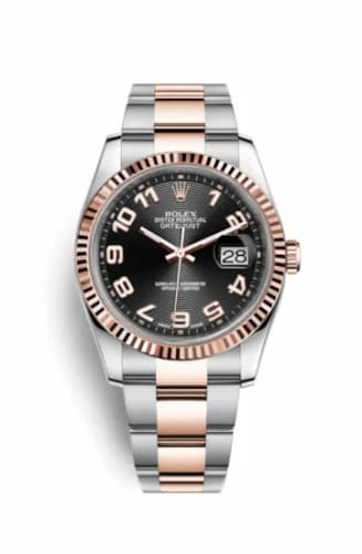 Rolex Datejust 36 Rolesor Everose Fluted / Oyster / Black Arabic 116231-0066 — фото часов Rolex Datejust 36 Rolesor Everose Fluted / Oyster / Black Arabic 116231-0066 — фото часов