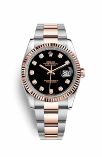 Rolex Datejust 36 Rolesor Everose Fluted / Oyster / Black Diamond 116231-0071 — фото часов Rolex Datejust 36 Rolesor Everose Fluted / Oyster / Black Diamond 116231-0071 — фото часов