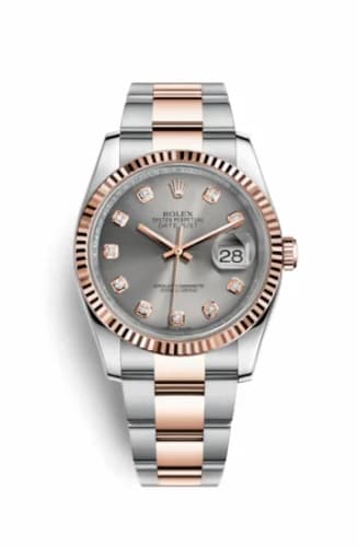 Rolex Datejust 36 Rolesor Everose Fluted / Oyster / Steel Diamonds 116231-0072 — фото часов Rolex Datejust 36 Rolesor Everose Fluted / Oyster / Steel Diamonds 116231-0072 — фото часов