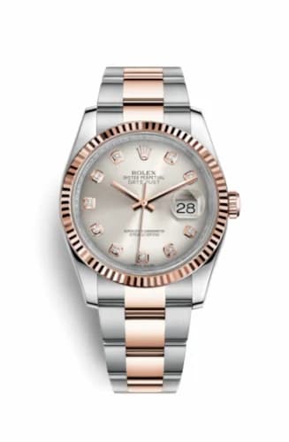 Rolex Datejust 36 Rolesor Everose Fluted / Oyster / Pink Diamonds 116231-0074 — фото часов Rolex Datejust 36 Rolesor Everose Fluted / Oyster / Pink Diamonds 116231-0074 — фото часов