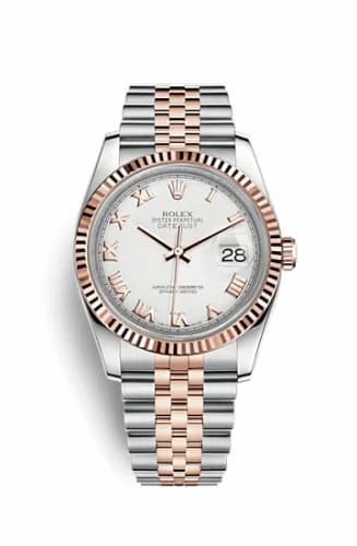Rolex Datejust 36 Rolesor Everose Fluted / Jubilee / White Roman 116231-0084 — фото часов Rolex Datejust 36 Rolesor Everose Fluted / Jubilee / White Roman 116231-0084 — фото часов