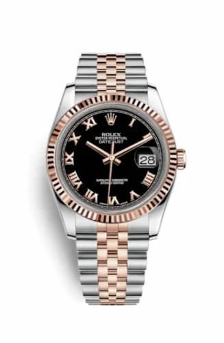 Rolex Datejust 36 Rolesor Everose Fluted / Jubilee / Black Roman 116231-0085 — фото часов Rolex Datejust 36 Rolesor Everose Fluted / Jubilee / Black Roman 116231-0085 — фото часов