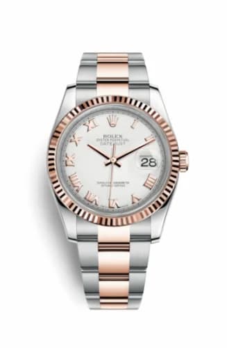 Rolex Datejust 36 Rolesor Everose Fluted / Oyster / White Roman 116231-0092 — фото часов Rolex Datejust 36 Rolesor Everose Fluted / Oyster / White Roman 116231-0092 — фото часов