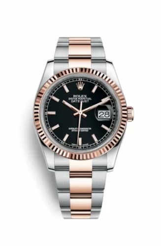 Rolex Datejust 36 Rolesor Everose Fluted / Oyster / Black 116231-0093 — фото часов Rolex Datejust 36 Rolesor Everose Fluted / Oyster / Black 116231-0093 — фото часов