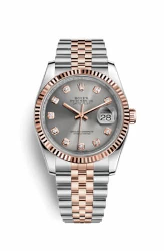 Rolex Datejust 36 Rolesor Everose Fluted / Jubilee / Steel Diamonds 116231-0100 — фото часов Rolex Datejust 36 Rolesor Everose Fluted / Jubilee / Steel Diamonds 116231-0100 — фото часов
