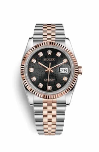 Rolex Datejust 36 Rolesor Everose Fluted / Jubilee / Black Computer 116231-0101 — фото часов Rolex Datejust 36 Rolesor Everose Fluted / Jubilee / Black Computer 116231-0101 — фото часов