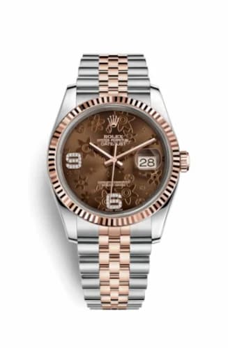 Rolex Datejust 36 Rolesor Everose Fluted / Jubilee / Chocolate Floral 116231-0105 — фото часов Rolex Datejust 36 Rolesor Everose Fluted / Jubilee / Chocolate Floral 116231-0105 — фото часов