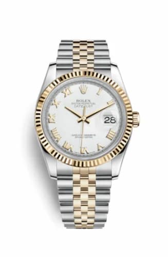 Rolex Datejust 36 Rolesor Yellow Fluted / Jubilee / White Roman 116233-0149 — фото часов Rolex Datejust 36 Rolesor Yellow Fluted / Jubilee / White Roman 116233-0149 — фото часов