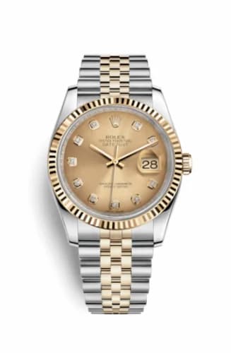 Rolex Datejust 36 Rolesor Yellow Fluted / Jubilee / Champagne Diamonds 116233-0150 — фото часов Rolex Datejust 36 Rolesor Yellow Fluted / Jubilee / Champagne Diamonds 116233-0150 — фото часов