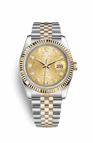 Rolex Datejust 36 Rolesor Yellow Fluted / Jubilee / Champagne Computer 116233-0155 — фото часов Rolex Datejust 36 Rolesor Yellow Fluted / Jubilee / Champagne Computer 116233-0155 — фото часов
