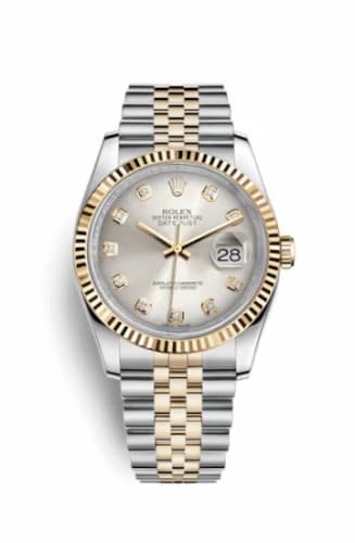 Rolex Datejust 36 Rolesor Yellow Fluted / Jubilee / Silver Diamonds 116233-0157 — фото часов Rolex Datejust 36 Rolesor Yellow Fluted / Jubilee / Silver Diamonds 116233-0157 — фото часов