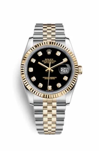 Rolex Datejust 36 Rolesor Yellow Fluted / Jubilee / Black Diamond 116233-0158 — фото часов Rolex Datejust 36 Rolesor Yellow Fluted / Jubilee / Black Diamond 116233-0158 — фото часов