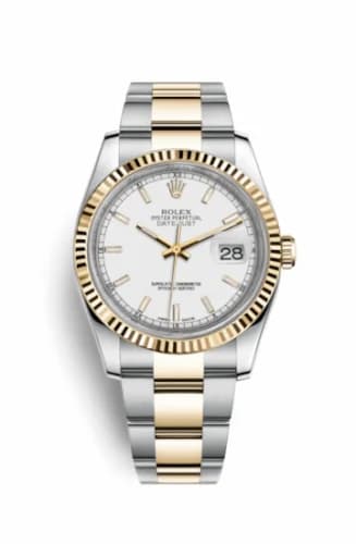 Rolex Datejust 36 Rolesor Yellow Fluted / Oyster / White 116233-0171 — фото часов Rolex Datejust 36 Rolesor Yellow Fluted / Oyster / White 116233-0171 — фото часов