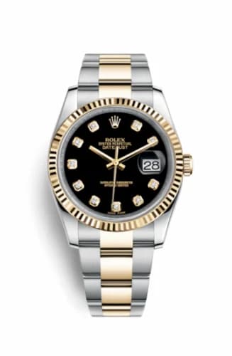 Rolex Datejust 36 Rolesor Yellow Fluted / Oyster / Black Diamond 116233-0175 — фото часов Rolex Datejust 36 Rolesor Yellow Fluted / Oyster / Black Diamond 116233-0175 — фото часов
