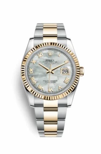 Rolex Datejust 36 Rolesor Yellow Fluted / Oyster / MOP Roman 116233-0176 — фото часов Rolex Datejust 36 Rolesor Yellow Fluted / Oyster / MOP Roman 116233-0176 — фото часов
