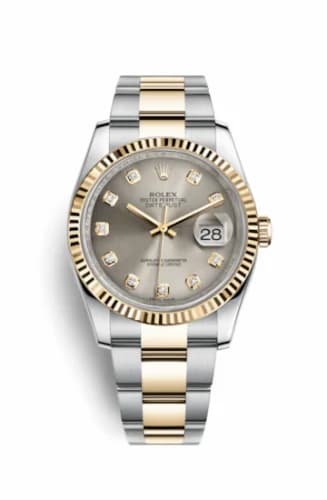 Rolex Datejust 36 Rolesor Yellow Fluted / Oyster / Steel Diamonds 116233-0181 — фото часов Rolex Datejust 36 Rolesor Yellow Fluted / Oyster / Steel Diamonds 116233-0181 — фото часов