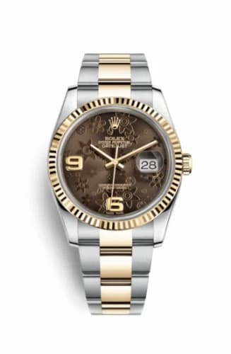 Rolex Datejust 36 Rolesor Yellow Fluted / Oyster / Bronze Floral 116233-0184 — фото часов Rolex Datejust 36 Rolesor Yellow Fluted / Oyster / Bronze Floral 116233-0184 — фото часов