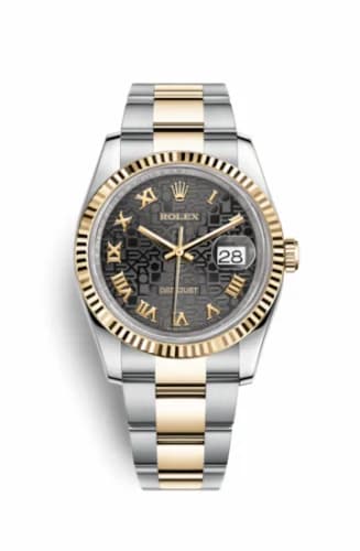 Rolex Datejust 36 Rolesor Yellow Fluted / Oyster / Black Computer Roman 116233-0196 — фото часов Rolex Datejust 36 Rolesor Yellow Fluted / Oyster / Black Computer Roman 116233-0196 — фото часов