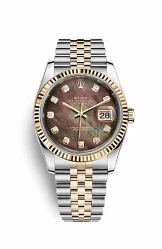 Rolex Datejust 36 Rolesor Yellow Fluted / Jubilee / Black MOP 116233-0212 — фото часов Rolex Datejust 36 Rolesor Yellow Fluted / Jubilee / Black MOP 116233-0212 — фото часов