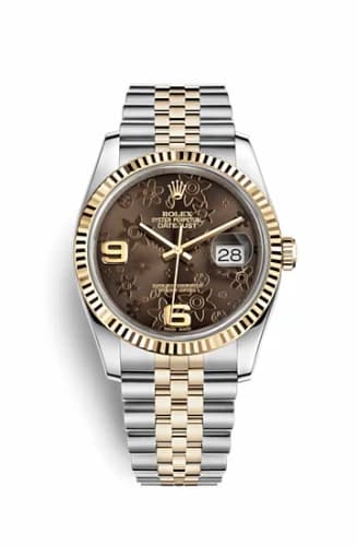 Rolex Datejust 36 Rolesor Yellow Fluted / Jubilee / Bronze Floral 116233-0213 — фото часов Rolex Datejust 36 Rolesor Yellow Fluted / Jubilee / Bronze Floral 116233-0213 — фото часов