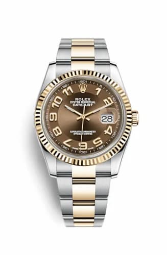 Rolex Datejust 36 Rolesor Yellow Fluted/ Oyster / Bronze Arabic 116233-0220 — фото часов Rolex Datejust 36 Rolesor Yellow Fluted/ Oyster / Bronze Arabic 116233-0220 — фото часов