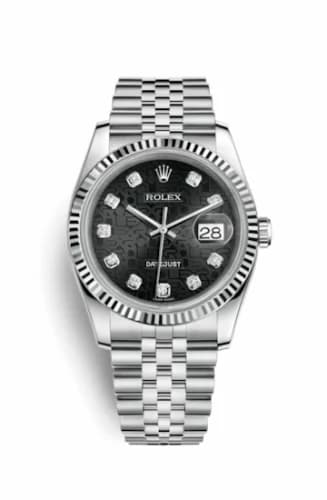 Rolex Datejust 36 Stainless Steel Fluted / Jubilee / Black Computer 116234-0079 — фото часов Rolex Datejust 36 Stainless Steel Fluted / Jubilee / Black Computer 116234-0079 — фото часов