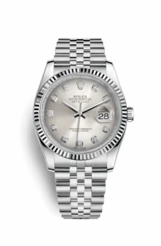 Rolex Datejust 36 Stainless Steel Fluted / Jubilee / Silver Diamond 116234-0084 — фото часов Rolex Datejust 36 Stainless Steel Fluted / Jubilee / Silver Diamond 116234-0084 — фото часов