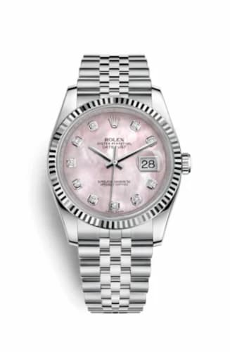 Rolex Datejust 36 Stainless Steel Fluted / Jubilee / Pink MOP 116234-0104 — фото часов Rolex Datejust 36 Stainless Steel Fluted / Jubilee / Pink MOP 116234-0104 — фото часов