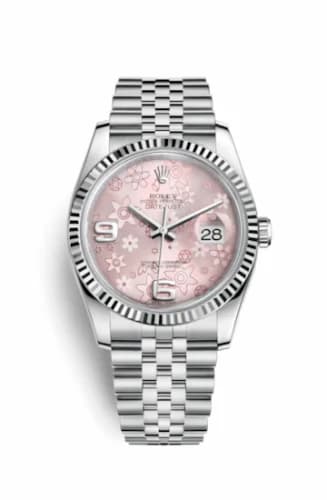 Rolex Datejust 36 Stainless Steel Fluted / Jubilee / Pink Floral 116234-0117 — фото часов Rolex Datejust 36 Stainless Steel Fluted / Jubilee / Pink Floral 116234-0117 — фото часов