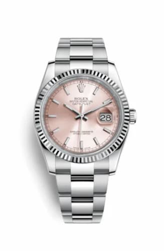 Rolex Datejust 36 Stainless Steel Fluted / Oyster / Pink 116234-0120 — фото часов Rolex Datejust 36 Stainless Steel Fluted / Oyster / Pink 116234-0120 — фото часов
