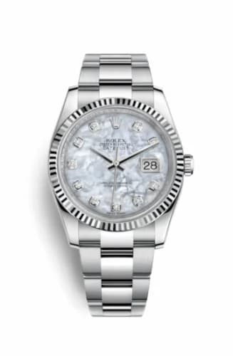 Rolex Datejust 36 Stainless Steel Fluted / Oyster / Pink MOP 116234-0130 — фото часов Rolex Datejust 36 Stainless Steel Fluted / Oyster / Pink MOP 116234-0130 — фото часов