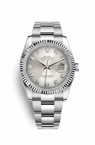 Rolex Datejust 36 Stainless Steel Fluted / Oyster / Silver Diamond 116234-0136 — фото часов Rolex Datejust 36 Stainless Steel Fluted / Oyster / Silver Diamond 116234-0136 — фото часов