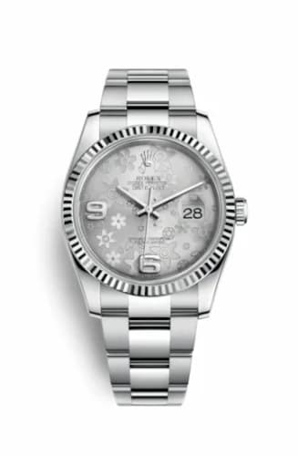 Rolex Datejust 36 Stainless Steel Fluted / Oyster / Silver Floral 116234-0143 — фото часов Rolex Datejust 36 Stainless Steel Fluted / Oyster / Silver Floral 116234-0143 — фото часов