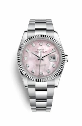 Rolex Datejust 36 Stainless Steel Fluted / Oyster / Pink MOP 116234-0150 — фото часов Rolex Datejust 36 Stainless Steel Fluted / Oyster / Pink MOP 116234-0150 — фото часов