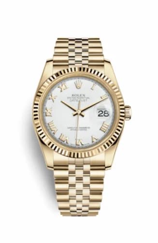 Rolex Datejust 36 Yellow Gold Fluted / Jubilee / White Roman 116238-0060 — фото часов Rolex Datejust 36 Yellow Gold Fluted / Jubilee / White Roman 116238-0060 — фото часов