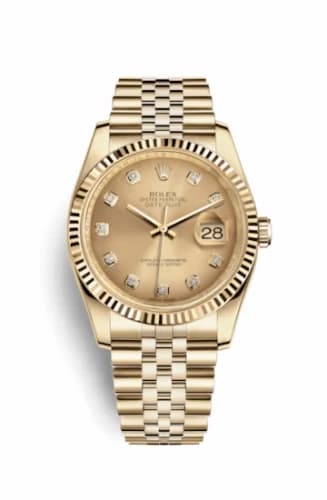 Rolex Datejust 36 Yellow Gold Fluted / Jubilee / Champagne Diamonds 116238-0061 — фото часов Rolex Datejust 36 Yellow Gold Fluted / Jubilee / Champagne Diamonds 116238-0061 — фото часов