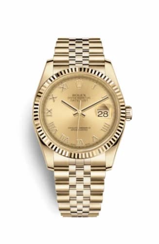 Rolex Datejust 36 Yellow Gold Fluted / Jubilee / Champagne Roman 116238-0070 — фото часов Rolex Datejust 36 Yellow Gold Fluted / Jubilee / Champagne Roman 116238-0070 — фото часов