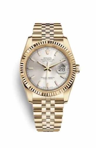 Rolex Datejust 36 Yellow Gold Fluted / Jubilee / Silver 116238-0071 — фото часов Rolex Datejust 36 Yellow Gold Fluted / Jubilee / Silver 116238-0071 — фото часов