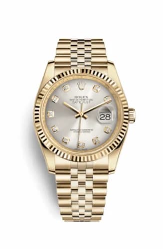 Rolex Datejust 36 Yellow Gold Fluted / Jubilee / Silver Diamonds 116238-0075 — фото часов Rolex Datejust 36 Yellow Gold Fluted / Jubilee / Silver Diamonds 116238-0075 — фото часов