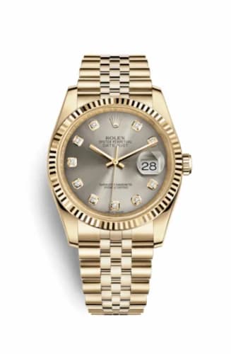 Rolex Datejust 36 Yellow Gold Fluted / Jubilee / Rhodium Diamonds 116238-0079 — фото часов Rolex Datejust 36 Yellow Gold Fluted / Jubilee / Rhodium Diamonds 116238-0079 — фото часов