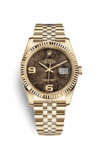 Rolex Datejust 36 Yellow Gold Fluted / Jubilee / Chocolate Floral 116238-0081 — фото часов Rolex Datejust 36 Yellow Gold Fluted / Jubilee / Chocolate Floral 116238-0081 — фото часов