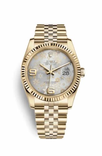 Rolex Datejust 36 Yellow Gold Fluted / Jubilee / Silver Floral 116238-0082 — фото часов Rolex Datejust 36 Yellow Gold Fluted / Jubilee / Silver Floral 116238-0082 — фото часов