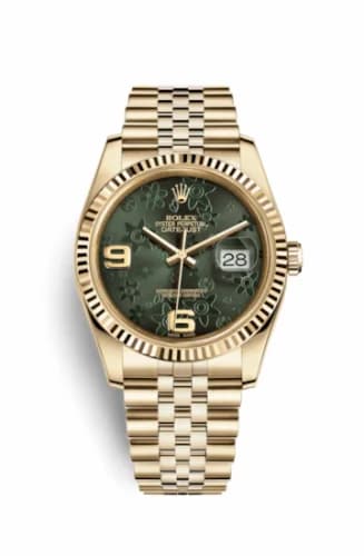 Rolex Datejust 36 Yellow Gold Fluted / Jubilee / Green Floral 116238-0085 — фото часов Rolex Datejust 36 Yellow Gold Fluted / Jubilee / Green Floral 116238-0085 — фото часов