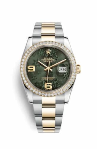 Rolex Datejust 36 Rolesor Yellow Diamond / Oyster / Green Floral 116243-0006 — фото часов Rolex Datejust 36 Rolesor Yellow Diamond / Oyster / Green Floral 116243-0006 — фото часов