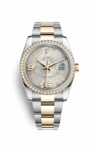 Rolex Datejust 36 Rolesor Yellow Diamond / Oyster / Silver Floral 116243-0008 — фото часов Rolex Datejust 36 Rolesor Yellow Diamond / Oyster / Silver Floral 116243-0008 — фото часов
