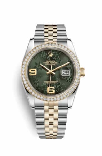 Rolex Datejust 36 Rolesor Yellow Diamond / Jubilee / Green Floral 116243-0009 — фото часов Rolex Datejust 36 Rolesor Yellow Diamond / Jubilee / Green Floral 116243-0009 — фото часов