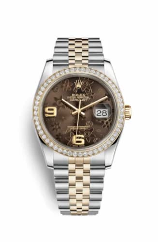 Rolex Datejust 36 Rolesor Yellow Diamond / Jubilee / Bronze Floral 116243-0010 — фото часов Rolex Datejust 36 Rolesor Yellow Diamond / Jubilee / Bronze Floral 116243-0010 — фото часов