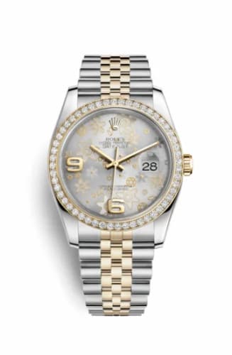 Rolex Datejust 36 Rolesor Yellow Diamond / Jubilee / Silver Floral 116243-0011 — фото часов Rolex Datejust 36 Rolesor Yellow Diamond / Jubilee / Silver Floral 116243-0011 — фото часов