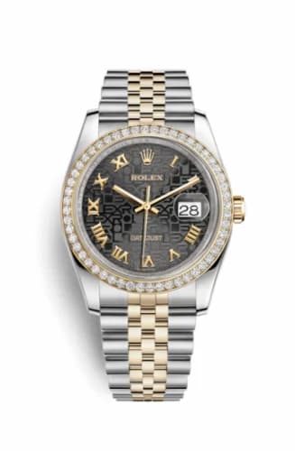 Rolex Datejust 36 Rolesor Yellow Diamond / Jubilee / Black Computer Roman 116243-0014 — фото часов Rolex Datejust 36 Rolesor Yellow Diamond / Jubilee / Black Computer Roman 116243-0014 — фото часов