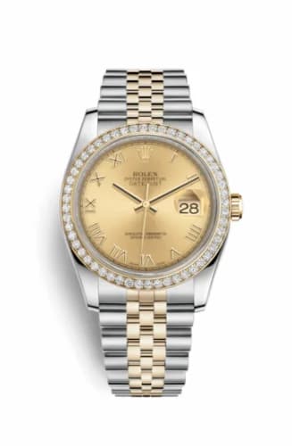 Rolex Datejust 36 Rolesor Yellow Diamond / Jubilee / Champagne Roman 116243-0019 — фото часов Rolex Datejust 36 Rolesor Yellow Diamond / Jubilee / Champagne Roman 116243-0019 — фото часов